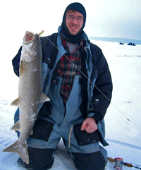 image of Matt Mattson with nice Lake Trout caught in Wisconsin's Chequamegon Bay